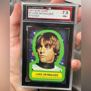 1977 Star Wars Sticker #1 Luke Skywalker KSA 7.5 FRESHLY GRADED NOT PSA